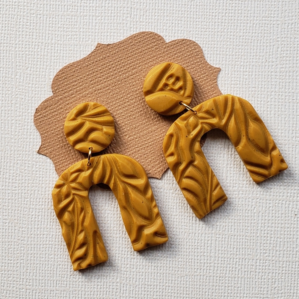 Mustard Arch Clay Earrings